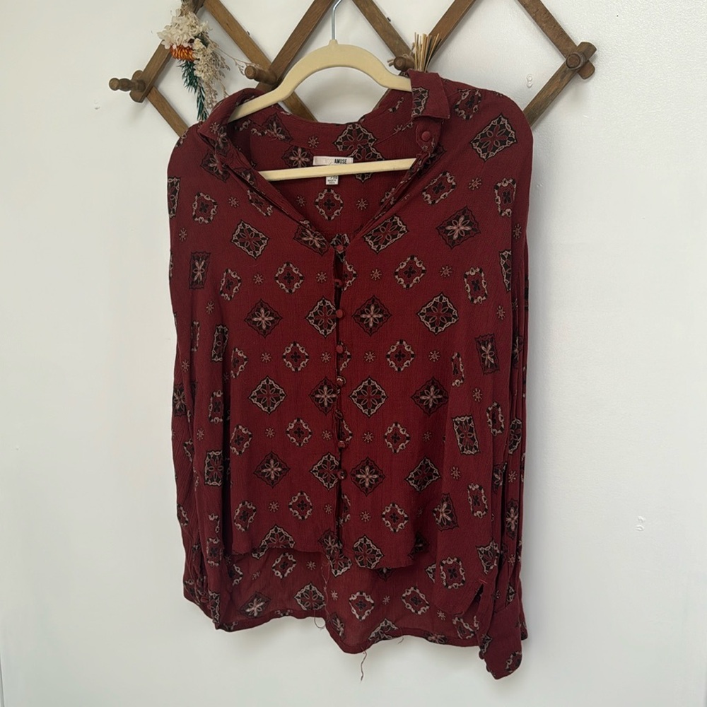 Amuse Society Red Print Long Sleeve